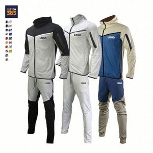Ensemble de survêtement décontracté pour homme, respirant, personnalisable, avec sweat à capuche zippé et pantalon de jogging, idéal pour l'automne - Product Image 1