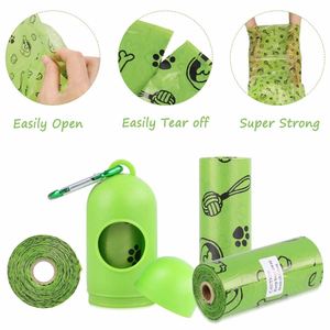Sacs à déjections canines en plastique vert, écologiques, avec support de fixation pour laisse, pour chiens - Product Image 6