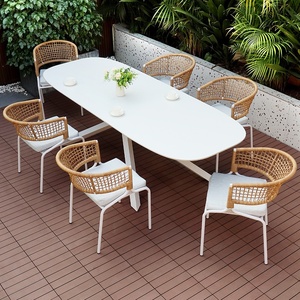 Conjunto <span class=keywords><strong>de</strong></span> <span class=keywords><strong>Mesa</strong></span> <span class=keywords><strong>y</strong></span> <span class=keywords><strong>Sillas</strong></span> para Comer al Aire Libre con Estructura Metálica, Diseño Moderno <span class=keywords><strong>y</strong></span> Simple, Móvil para Jardín, Patio, Balcón - Product Image 2