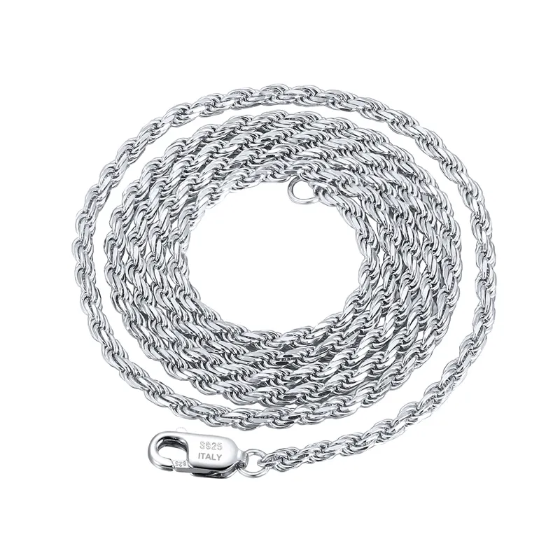 RINNTIN SC29-1.5 Supplies Jewelry Making for Women Men Italian 925 Sterling Silver 1.5mm Diamond-Cut Rope Chain Necklace