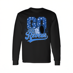 T-shirt à manches longues Go Reveur, motif cheerleading, étoiles bleues, coton confortable, style mode uni - Product Image 2