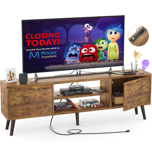 Soporte de TV Moderno de Metal con Tomacorriente, Compatible con TV de 65 Pulgadas o Más, 2 Cajones de Almacenamiento, Multifuncional para Sala de Estar o Dormitorio - Product Image 1