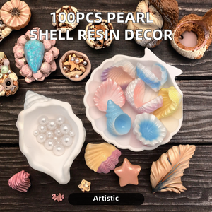 Cute Pearl Shell Painting Resin Artistic Painted Micro Ornament 100pcs Home Decor Fairy Garden <b>Miniatures</b> Doll House Furniture - Product Image 3