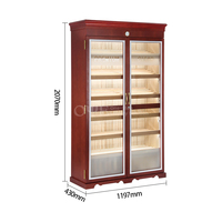 Humidor à cigares en bois de cèdre espagnol à double porte, éco-responsable, avec éclairage LED personnalisable et vitrine en verre pour la décoration intérieure