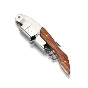 HUAJU INDUSTRIAL Ouvre-bouteille <span class=keywords><strong>Laguiole</strong></span> multifonctionnel en acier inoxydable <span class=keywords><strong>Tire</strong></span>-bouchon à manche en bois avec coupe-feuille Ouvre-bouteille - Product Image 2