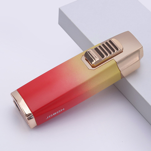 JOBON-Cigare Cigarette Triple Jet Flamme Bleue Gaz Butane Torche Logo Personnalisé Vente en Gros Allume-fumée - Product Image 1