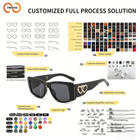 TWOOO T1902 OEM et ODM Lunettes de soleil cœur surdimensionnées à branches larges, style rétro et tendance, pour le quotidien, Nouvelle Arrivée, Vente en gros usine