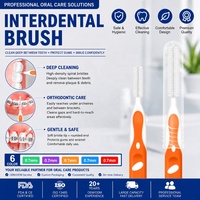 Brosse interdentaire professionnelle à poils souples pour le nettoyage des appareils orthodontiques, soins bucco-dentaires, certifiée FDA CE, marque privée