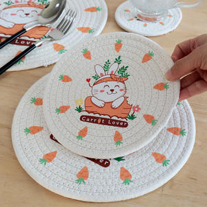 Set de table rond Carrot Lover, 12cm, 18cm, 24cm, 30cm, lavable, design cartoon, tapis isolant thermique pour vaisselle - Product Image 4