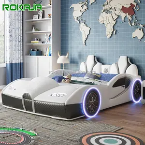 Nuevo diseño de cama para niños modelado de coches deportivos cama multifuncional para niños con luces Led dormitorio niños cama de coche con altavoces