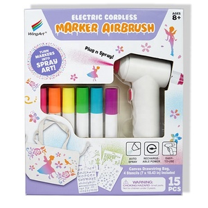 WingArt Creative Kids, Suministros de Manualidades, Marcador de Aerosol Recargable, Juego de Marcadores de <span class=keywords><strong>Tela</strong></span> con Aerógrafo - Product Image 1