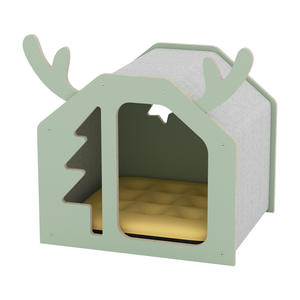 Elk-thème bois massif multicouche chat chien maison hiver chaleur nid tapis PP matériel boîte emballage pour noël lits pour animaux de compagnie - Product Image 1