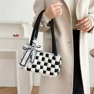 Bolsa de material DIY tejida a mano con tablero de ajedrez, bolsa de nube cosida a mano, hilo islandés hecho a sí mismo, regalo creativo - Product Image 2