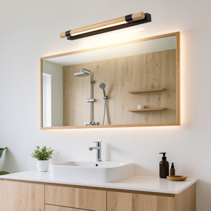 Applique murale LED moderne en bois et métal, étanche IP44, intensité variable, pour salle de bain, miroir, chambre à coucher, hôtel, éclairage de chevet - Product Image 5