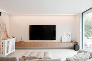 Mueble de TV Flotante para Sala de Estar, con Almacenamiento Modular, Panel de Grado ENF, Listo para Armar, para Apartamento - Product Image 5
