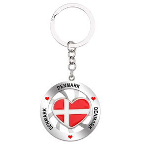 Logotipo personalizado de fábrica Llavero de metal Spinner Bandera danesa Dinamarca llavero <span class=keywords><strong>Copenhague</strong></span> Dinamarca Llavero de recuerdo - Product Image 4