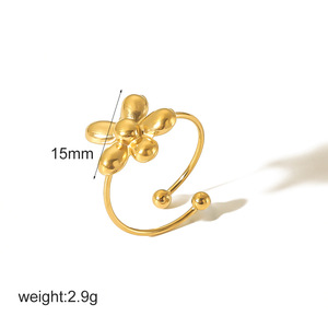 แหวนโบว์น็อต 18K ชุบทองสแตนเลสสตีล เครื่องประดับนิ้วชี้สำหรับผู้หญิง สวมใส่ได้ทุกวัน ดีไซน์ทรงเรขาคณิต TR4297 - Product Image 4