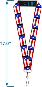 Cordón de bandera de Puerto Rico impreso personalizado-Portatarjetas puertorriqueño-Llavero DE APOYO DE Puerto Rico - Product Image 2