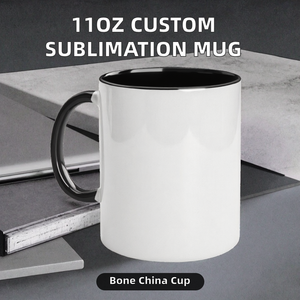 Mug à lait classique en porcelaine fine de 11 oz avec intérieur coloré, personnalisable en gros pour cadeaux d'affaires, compatible lave-vaisselle et micro-ondes - Product Image 2