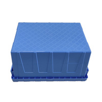 Caisse en plastique empilable à couvercle rabattable UGET, recyclable, design incliné, pour le stockage logistique en entrepôt et en supermarché