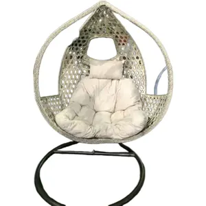 2-Person Indoor/Outdoor Rattan Sensory Egg Double Hanging Chair For Dining Living Room Balcony Garden Patios