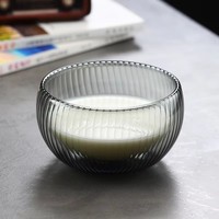 Bols en verre à double paroi gris rayé soufflés à la bouche 300ml/500ml pour salade