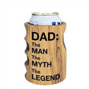 Portabevande in legno con incisione 'Dad The Man The Myth The Legend', design portatile e isolato - Product Image 1