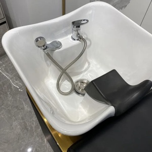Juego de Muebles de Salón de Belleza de Lujo Moderno al por Mayor, Silla de Barbero para Adultos, Lavacabezas Manual con Pedal, Lavabo, Tazón, Económico - Product Image 6