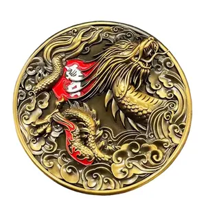 Özel ejderha antika altın maraton spor 3d aşındırma madalya Metal hediye hatıra ödülü madalyon sikke