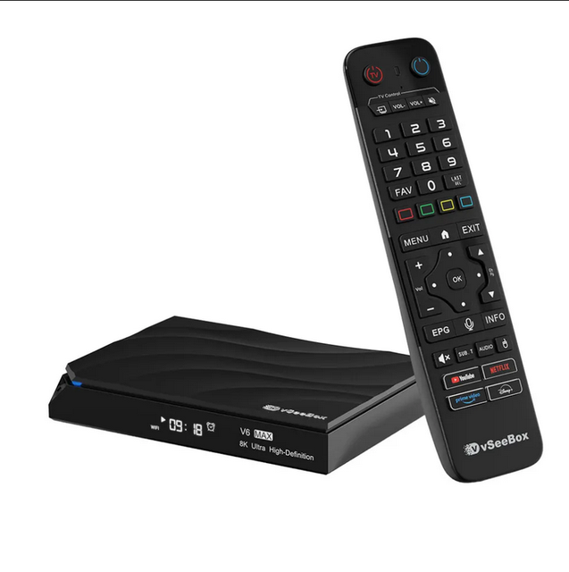 2025 VSeebox V6 MAX with Voice Control, 8K HDMI&Ethernet Cable, Android 14, 4GB RAM, 64GB Storage for US CA UK