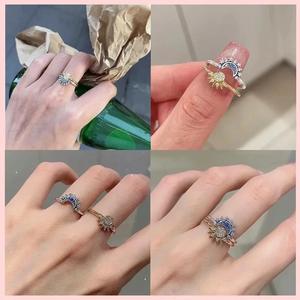 LiCai S925 Sterling Silber Mond-Sonne-Ringe Set Stapelbare Passende Ringe Freundschaftsringe Paar-Mutter-Tochter-Versprechen-Schmuck Geschenke - Product Image 6