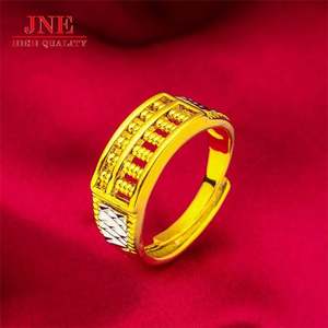 Placer Gold Men's Abacus Plated Double Stitching Cross-Border Vendido Jewelry Ring Venta al por mayor Factory Open Style - Product Image 2