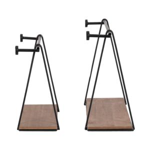 Mensola Minimalista da Parete in Metallo e Legno, Stile Moderno Sospeso per Arredamento Casa e Ufficio - Product Image 3
