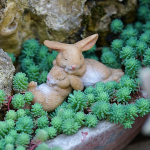 Mori Bunny reçine süsler sevimli tavşan tasarım masaüstü balkon açık all-sezon kullanımı için Pastoral tarzı ev dekorasyon - Product Image 1