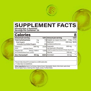 Gummies au zinc OEM ODM avec vitamine C et vitamine D3, soutien immunitaire, puissant antioxydant, peau éclatante, complément vitaminique - Product Image 2