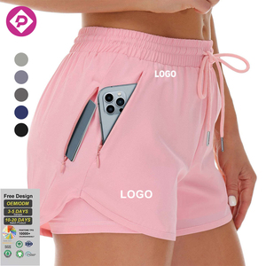 Haut élastique cordon <span class=keywords><strong>femme</strong></span> short <span class=keywords><strong>de</strong></span> course confortable femmes vêtements actifs Yoga Gym Shorts avec poches - Product Image 1