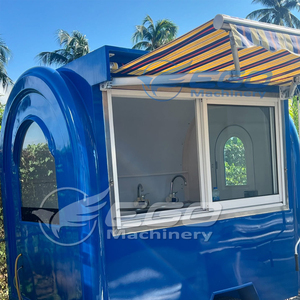 Blue Three Wheeled Electric Ice <b>Cream</b> Customizable Cart with Striped Awning and Serving <b>Window</b> XCEGO Brand - Product Image 2