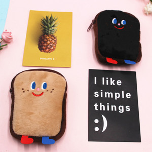 Food Plush Coin Purse <strong>Bread</strong> <strong>Wallet</strong> Mini Zipper Purse Toast Card Holder Plush Toys Earphone Storage - Product Image 1