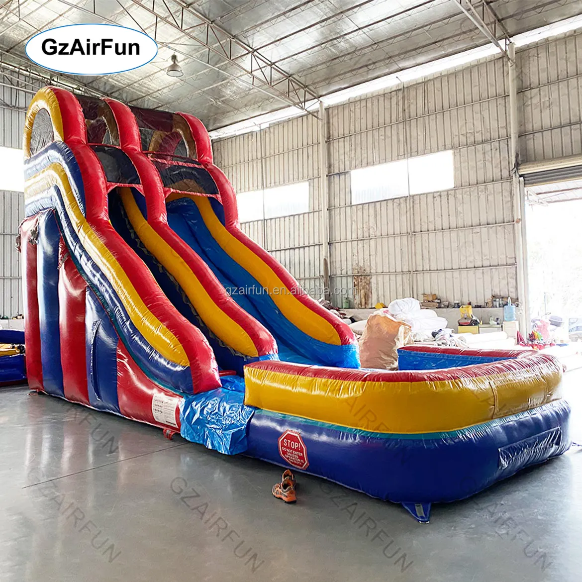Factory Customized Commercial large adult size fire n ice palm tree backyard Inflatable Water Slide with pool for sale