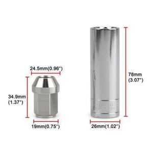 Écrous de roue M12 M14 en acier inoxydable 304, hexagonaux, longueur 19 mm 35 mm, trou aveugle pour remplacement et réparation de roues - Product Image 4