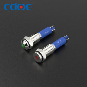 Lámpara de señal de latón niquelado IP67 Lámpara piloto LED a prueba de agua Rojo Verde Amarillo Luces indicadoras 24V 6mm 220V Voltaje - Product Image 1