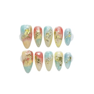 Diseño #1146 Belleza profesional Cubierta completa Almendra Mármol Oro Bronceado 10PCs Gel Prensa en las <span class=keywords><strong>uñas</strong></span> Etiqueta privada <span class=keywords><strong>Uñas</strong></span> postizas - Product Image 1