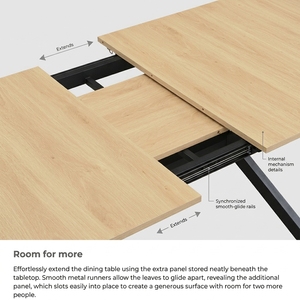 Table <span class=keywords><strong>à</strong></span> manger extensible industrielle <span class=keywords><strong>à</strong></span> plateau papillon avec mécanisme <span class=keywords><strong>à</strong></span> une seule <span class=keywords><strong>main</strong></span>, texture bois MDF, fabricant chinois - Product Image 3