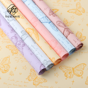 Không thấm nước retro bướm hoa sắp xếp mới một mặt tráng nhựa Bopp hoa bao bì vật liệu giấy - Product Image 5