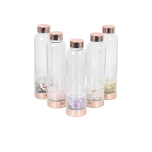 Bouteille d'<span class=keywords><strong>eau</strong></span> en verre Borosilicate, 1 pièce, avec couvercle en or Rose, pierres précieuses de guérison, bouteille d'<span class=keywords><strong>eau</strong></span> en quartz, pour cadeau - Product Image 1