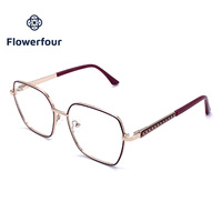 Lunettes de vue anti-lumière bleue en métal de qualité supérieure, monture pleine cerclée forme diamant, légères, durables, branches à ressort, pour adultes unisexe