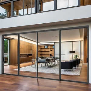 Puertas correderas de vidrio templado doble de aluminio Zekin NFRC Puerta corrediza de aluminio eficiente energéticamente de alta calidad - Product Image 6