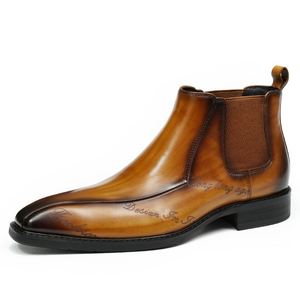 Botas Chelsea Formales para Hombre, de Piel Genuina, con Cordones, Estilo Business, de Caña Alta, Transpirables, Ligeras, para Bodas - Product Image 6