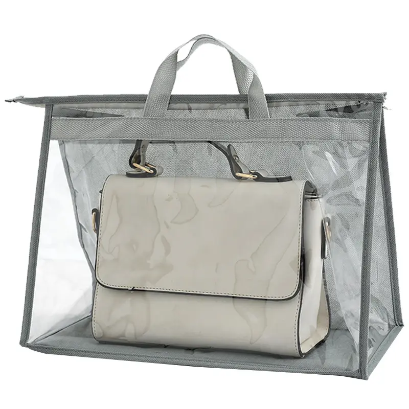 Best selling transparent pvc storage bag for handbag dust proof storage organizer for women purse