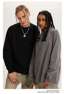 T-shirt à manches longues en coton 100% personnalisé BE26L pour homme, logo vintage personnalisé, délavé, surdimensionné, t-shirt délavé - Product Image 3